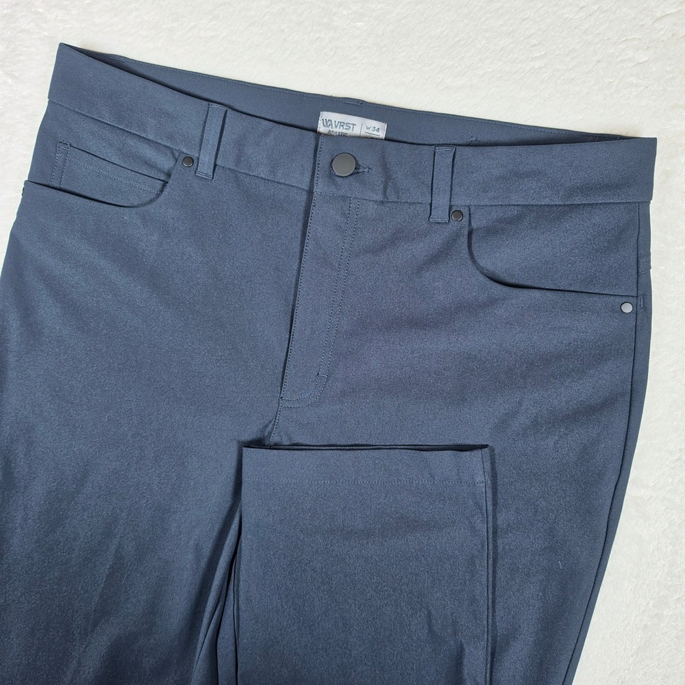 NEW VRST Athletic Mens 34/34 Blue Stretch 5-Pocket Tech Pants